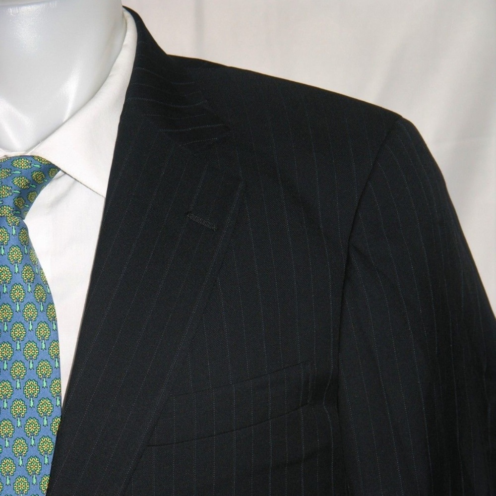 Brooks Brothers 1818 Madison Saxxon Navy Striped Two Button Suit 39R